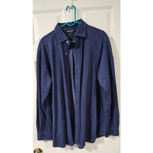 Brandini -Les Collezioni -men's   Blue shirt long sleeve pique cotton sz Large
